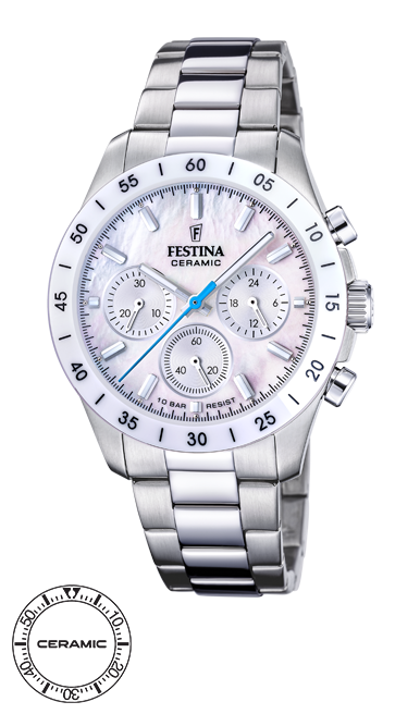 Festina Armbanduhr F20693/1 Chronograph Ceramic weiß