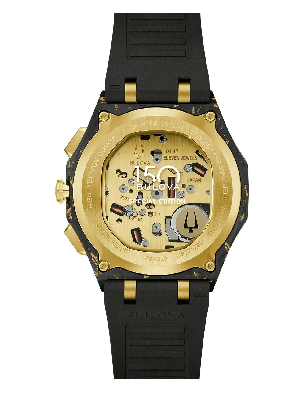 Bulova Herren Armbanduhr 98A328 Curv Chronograph schwarz-goldfarben Jubiläumsedition