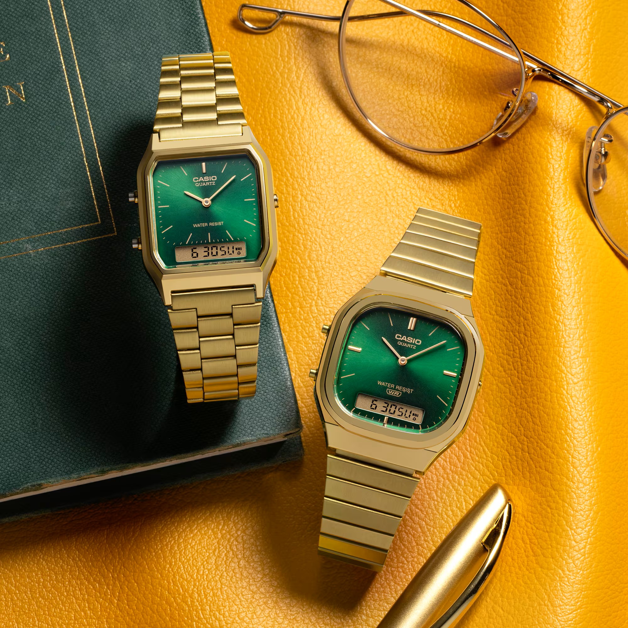 Casio Armbanduhr AQ-230GA-3AMQYES Vintage Edgy Collection Gold IP analog-digital