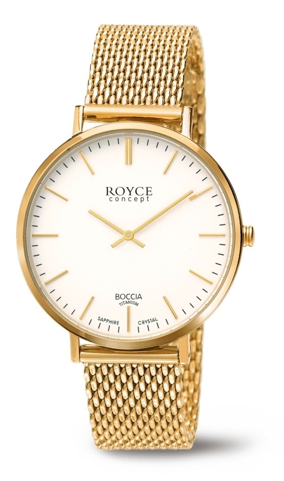 Boccia Damen Armbanduhr 3590-11 Royce gelbgold IP