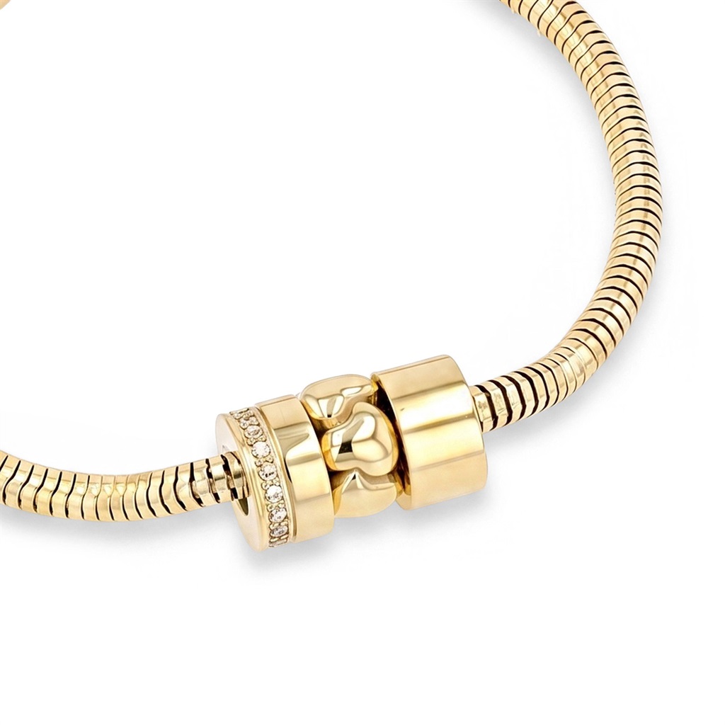Tom Tailor Damen Armband 2101826 Edelstahl Schlangengliederung mit Schmuck-Beads goldplattiert