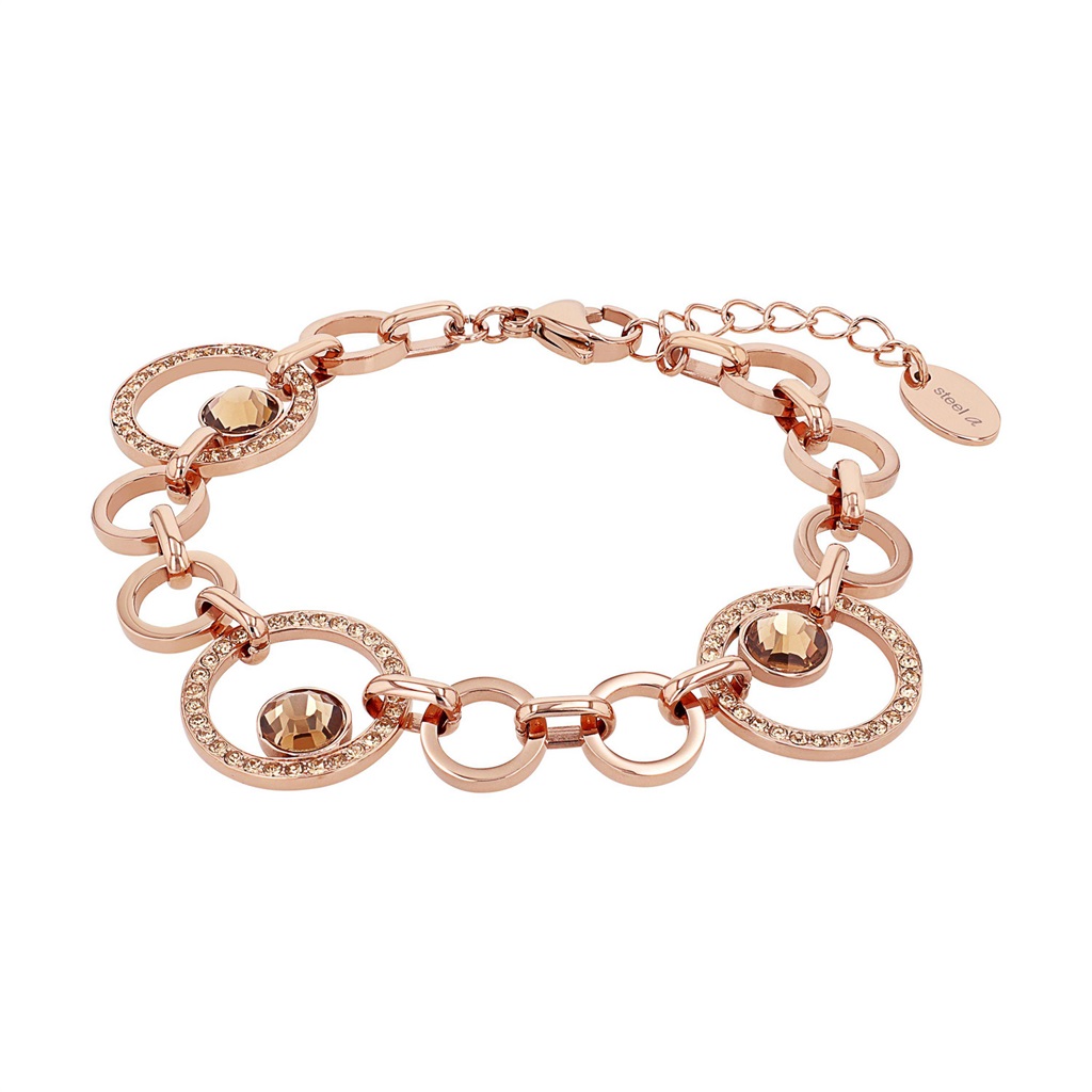 s.Oliver Damen Armband 2040616 Edelstahl Crystals roségold IP 