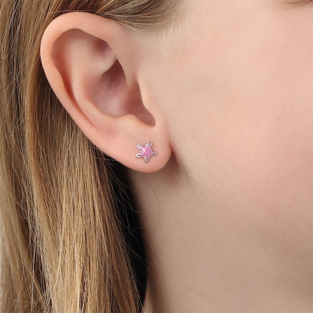 Lillifee Mädchen Ohrstecker 2101018 Seestern Rosa Silber 925