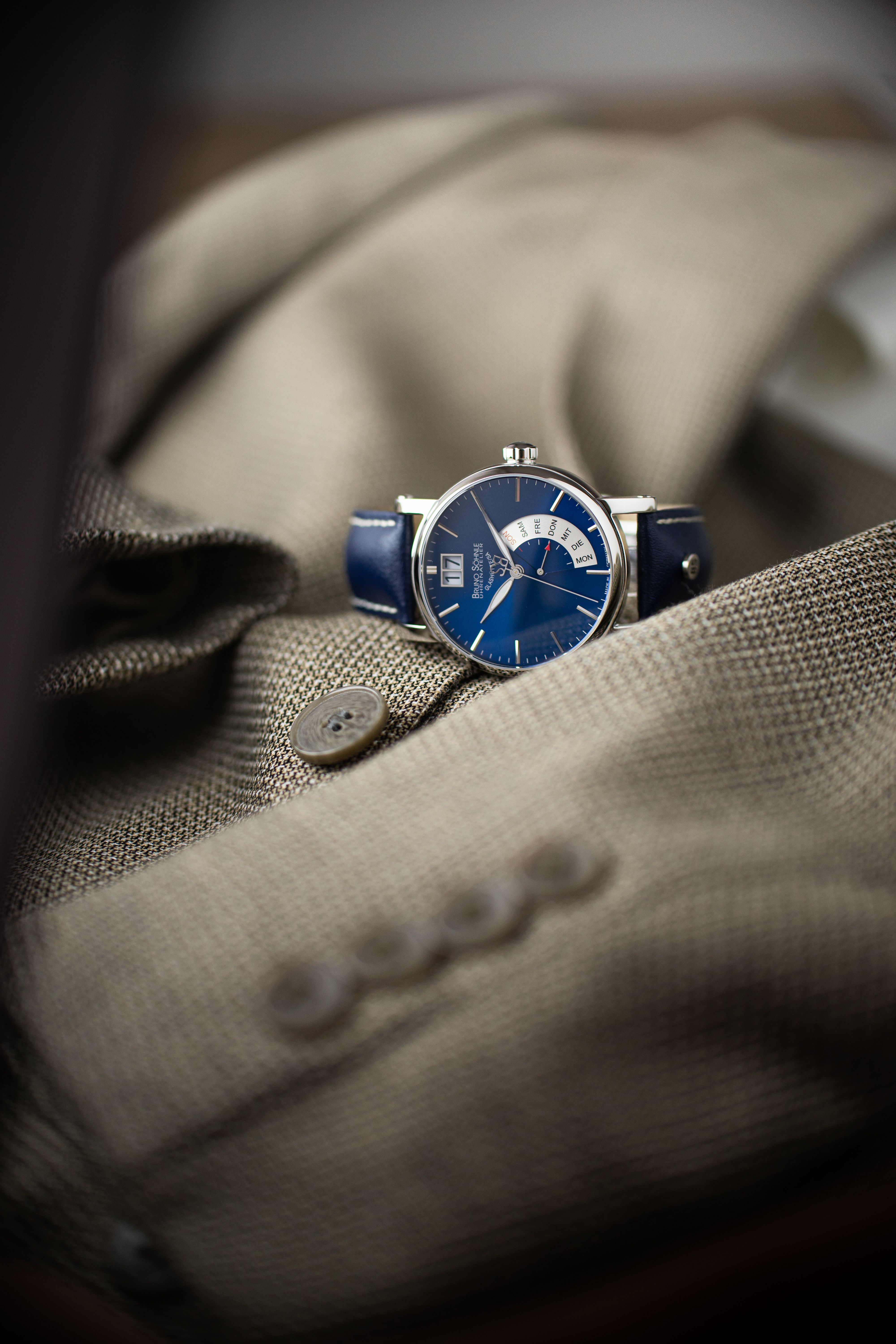 Bruno Söhnle Herren Armbanduhr 17-13073-341 Pesaro I Lederband blau