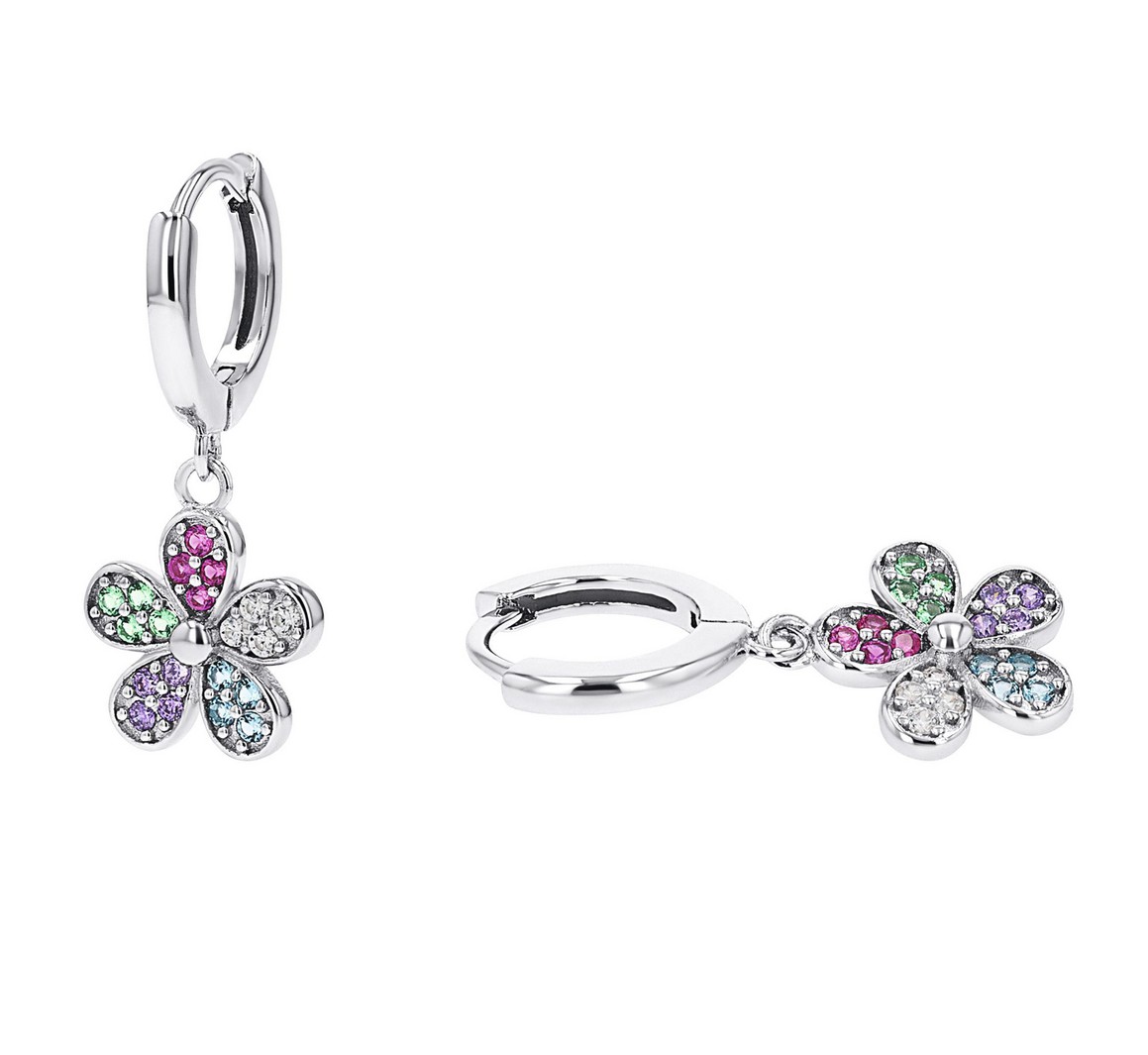 Lillifee Mädchen Creolen 2101030 Blume Silber 925 Zirkonia bunt