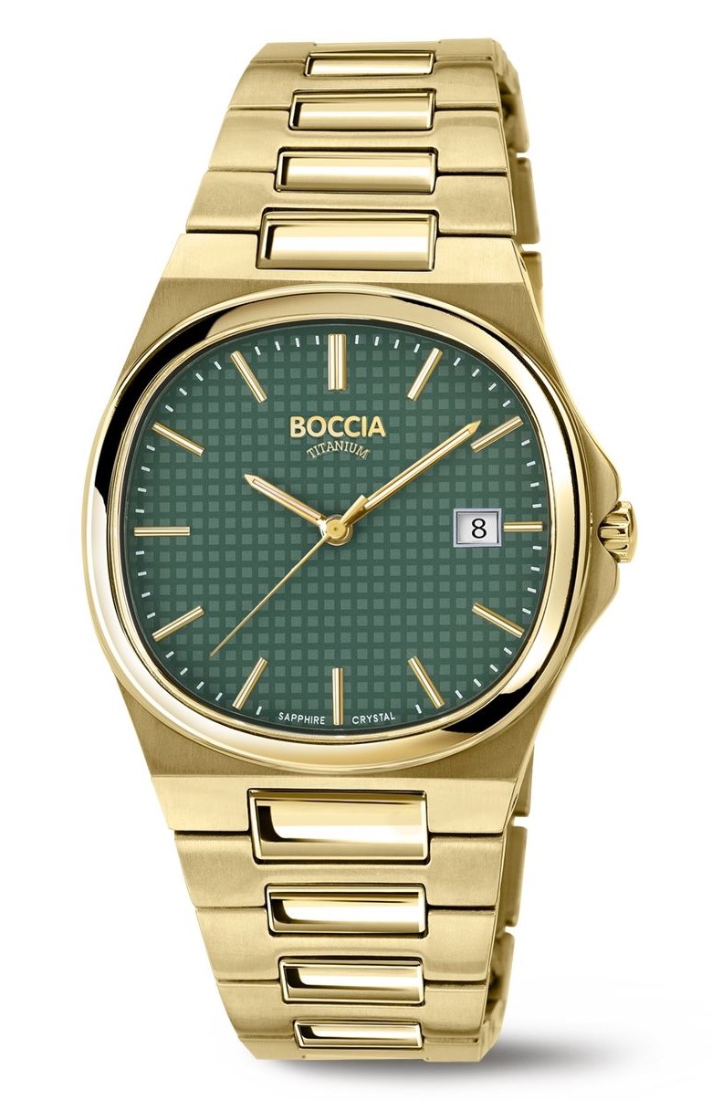 Boccia Herren Armbanduhr Slim 3657-05 Titan gelbgold IP