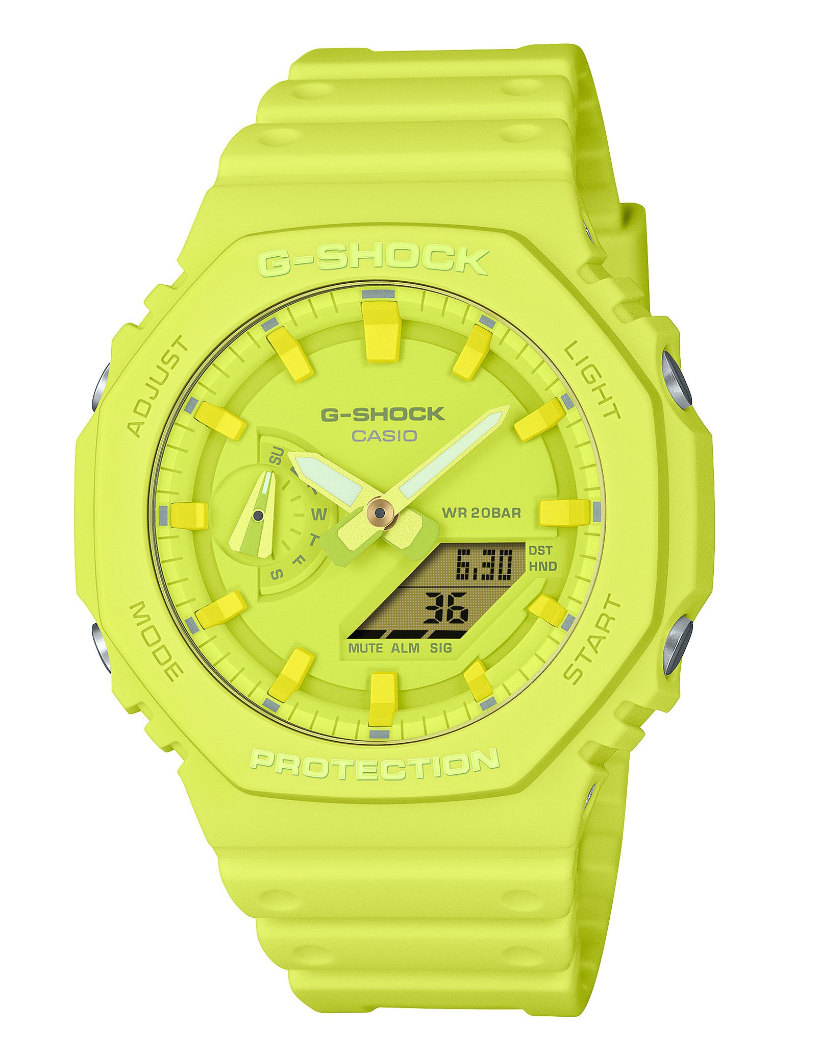 Casio Armbanduhr G-Shock GA-2100-9A9ER gelb analog digital 