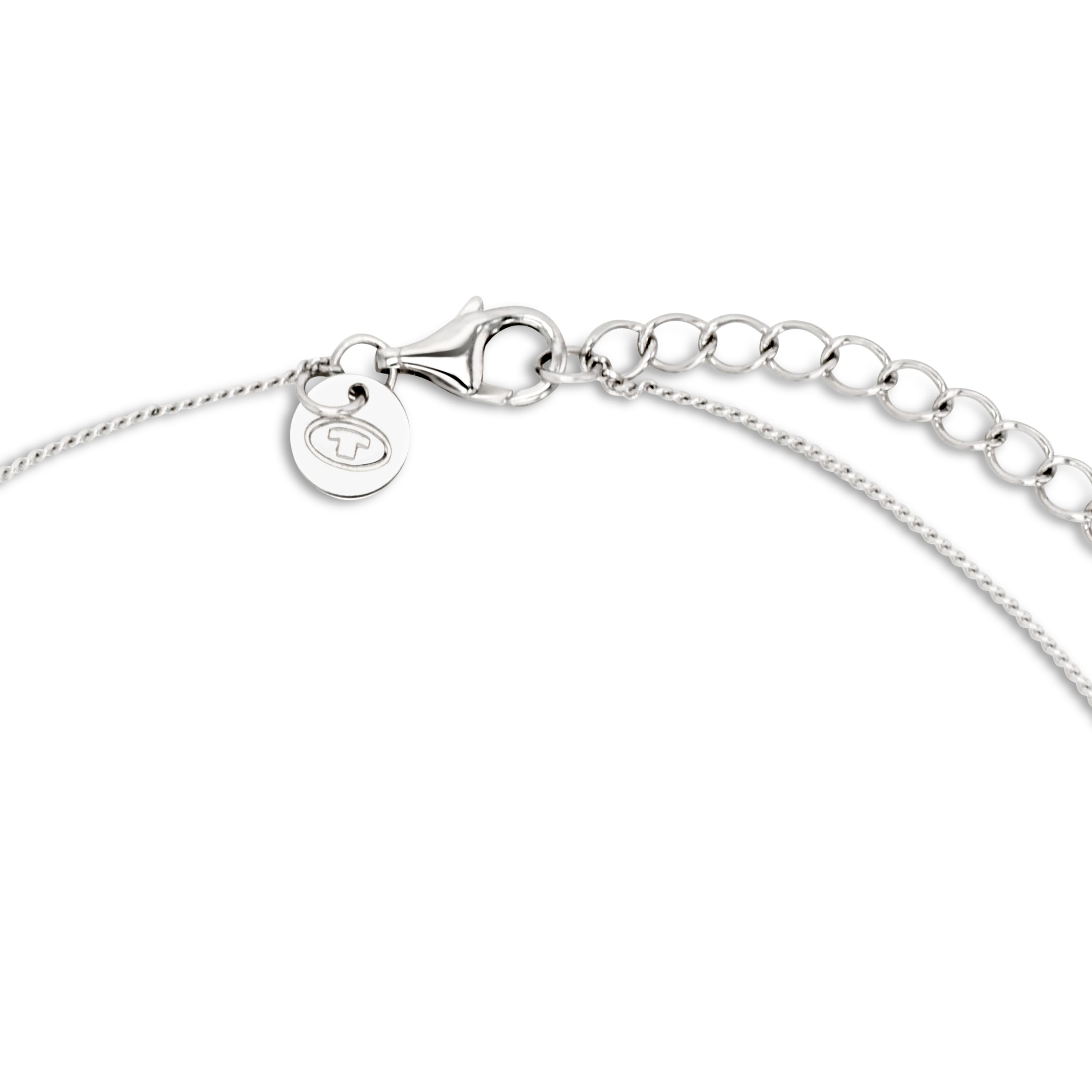 Tom Tailor Damen Halskette 2101262 mit Anhänger synth. Zirkonia blau weiß Silber 925