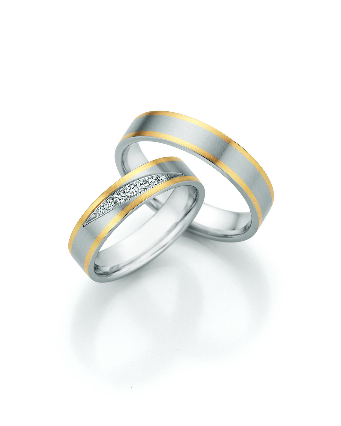 Eheringe Trauringe White Style Steel & Gold Elegance 88-25170 / 88-25180