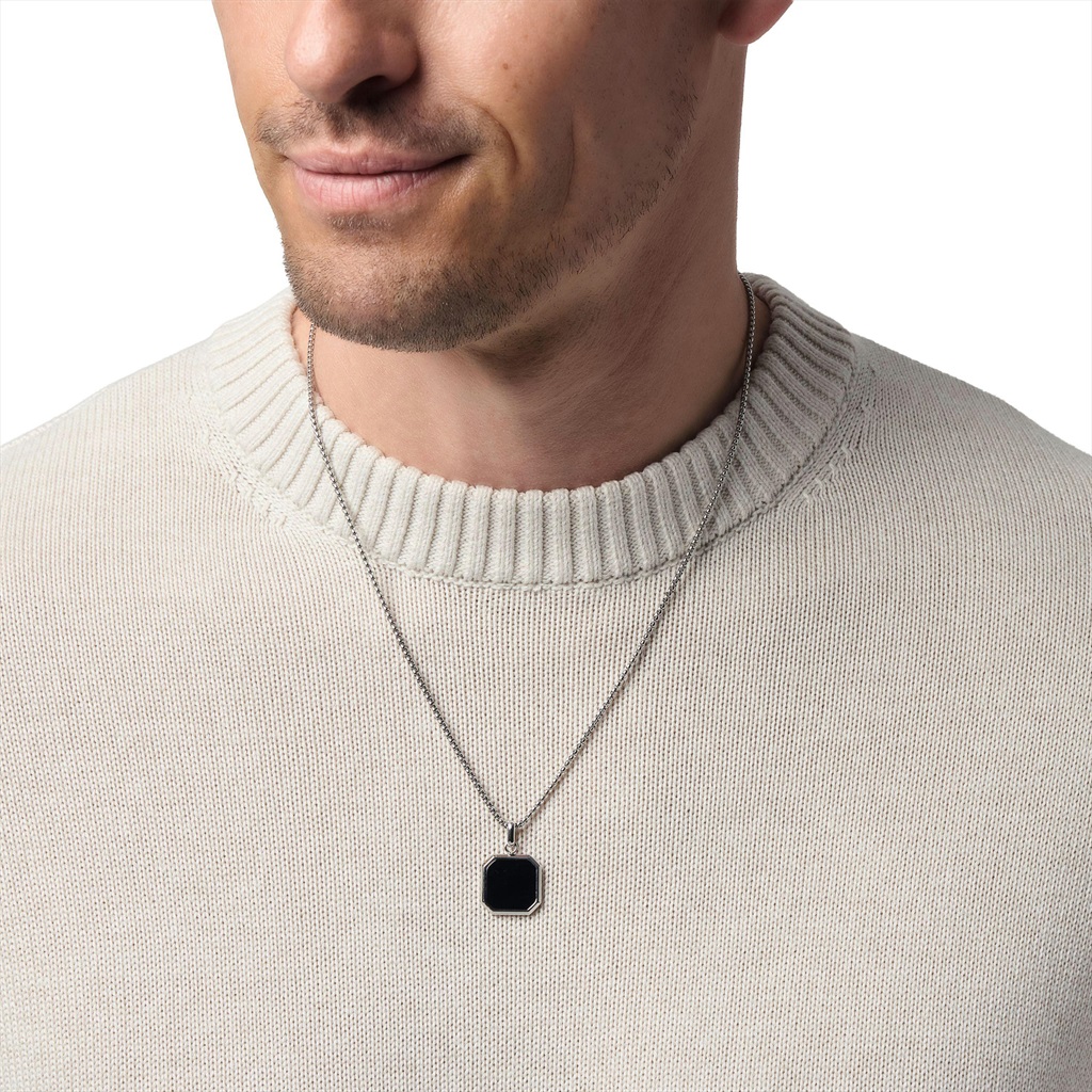 Tom Tailor Herren Halskette 2101850 Rundvenezianergliederung Edelstahl mit Anhänger Achat 