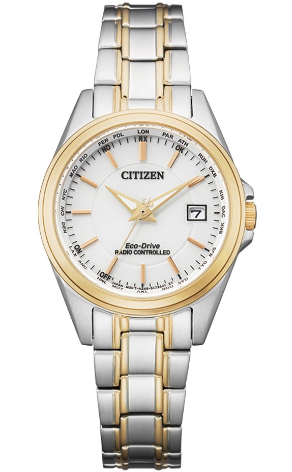 Citizen Damen Armbanduhr EC1186-85A Eco-Drive Funk bicolor