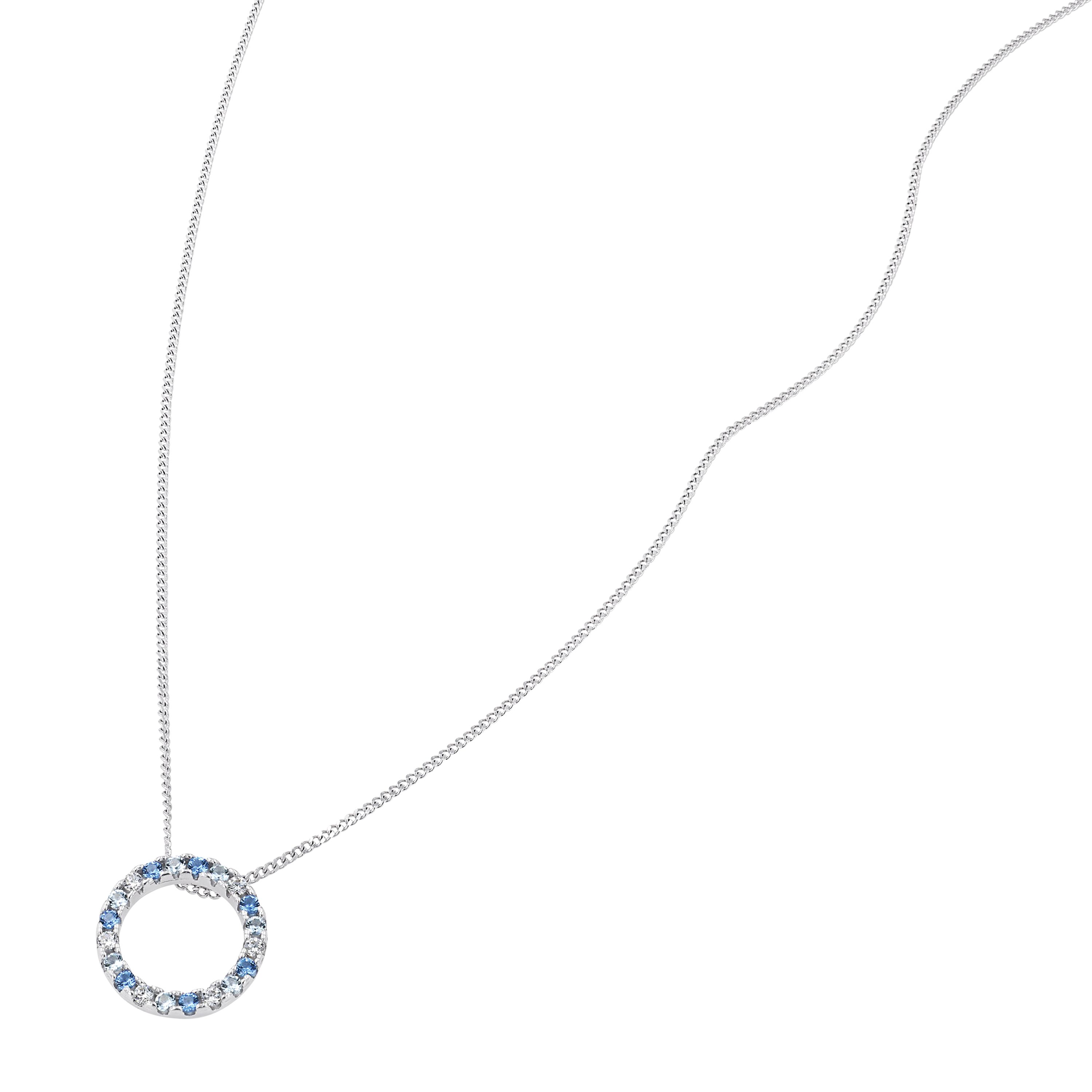 Tom Tailor Damen Halskette 2101262 mit Anhänger synth. Zirkonia blau weiß Silber 925