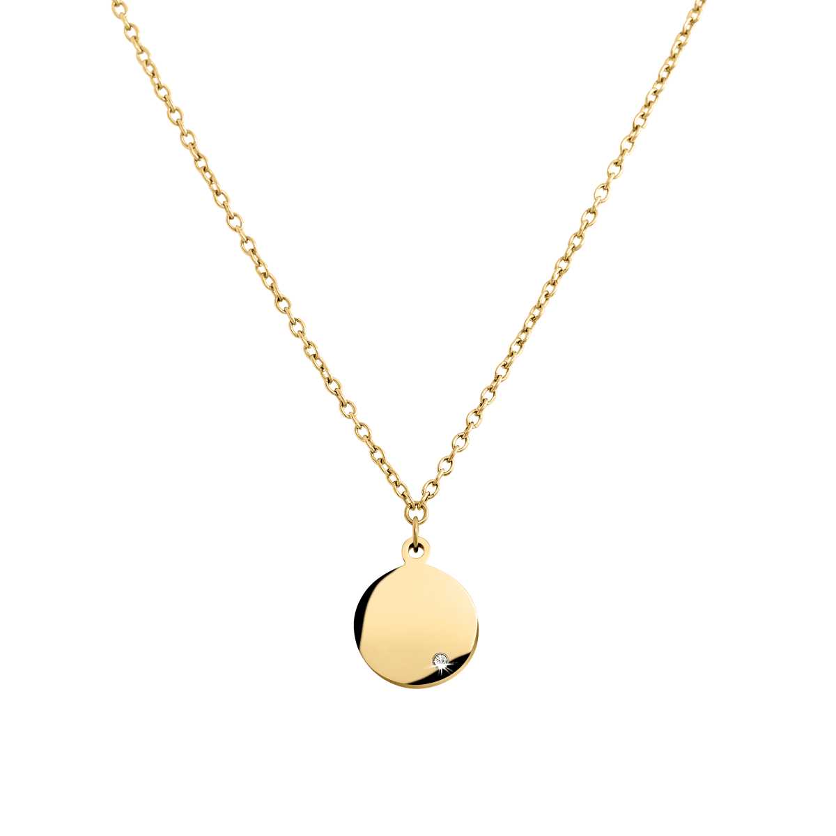 Boccia Damen Halskette 08065-03 Titan Gelbgold IP mit Anhänger Plakette Brillant