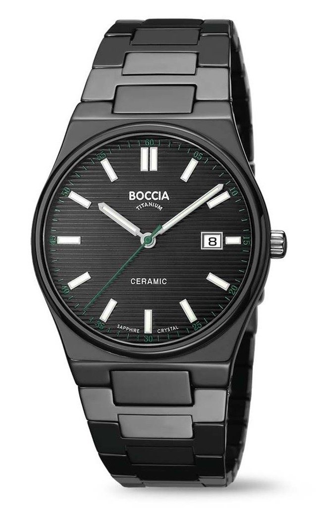 Boccia Herren Armbanduhr 3675-01 Ceramic und Reintitan schwarz