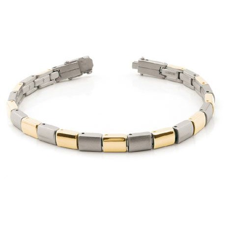 Boccia Damen Armband 0313-02 Reintitan bicolor mit Goldplattierung