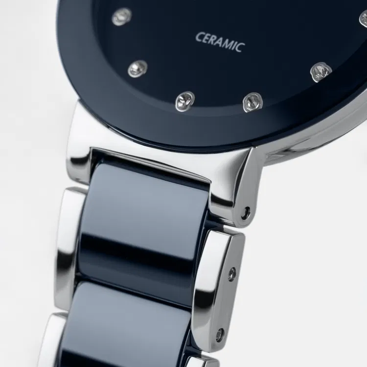 Jacques Lemans Damen Armbanduhr Monaco 42-7ZB Edelstahl Keramik dunkelblau