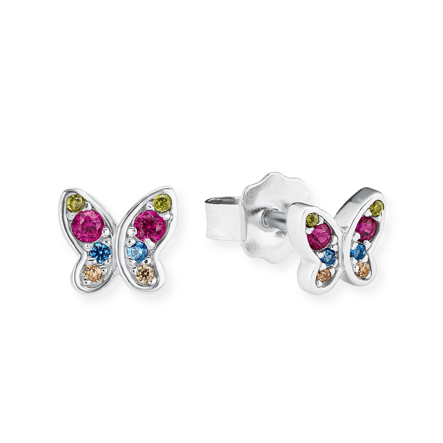 s.Oliver Girls Ohrstecker 2020868 Schmetterling Silber 925 Zirkonia bunt