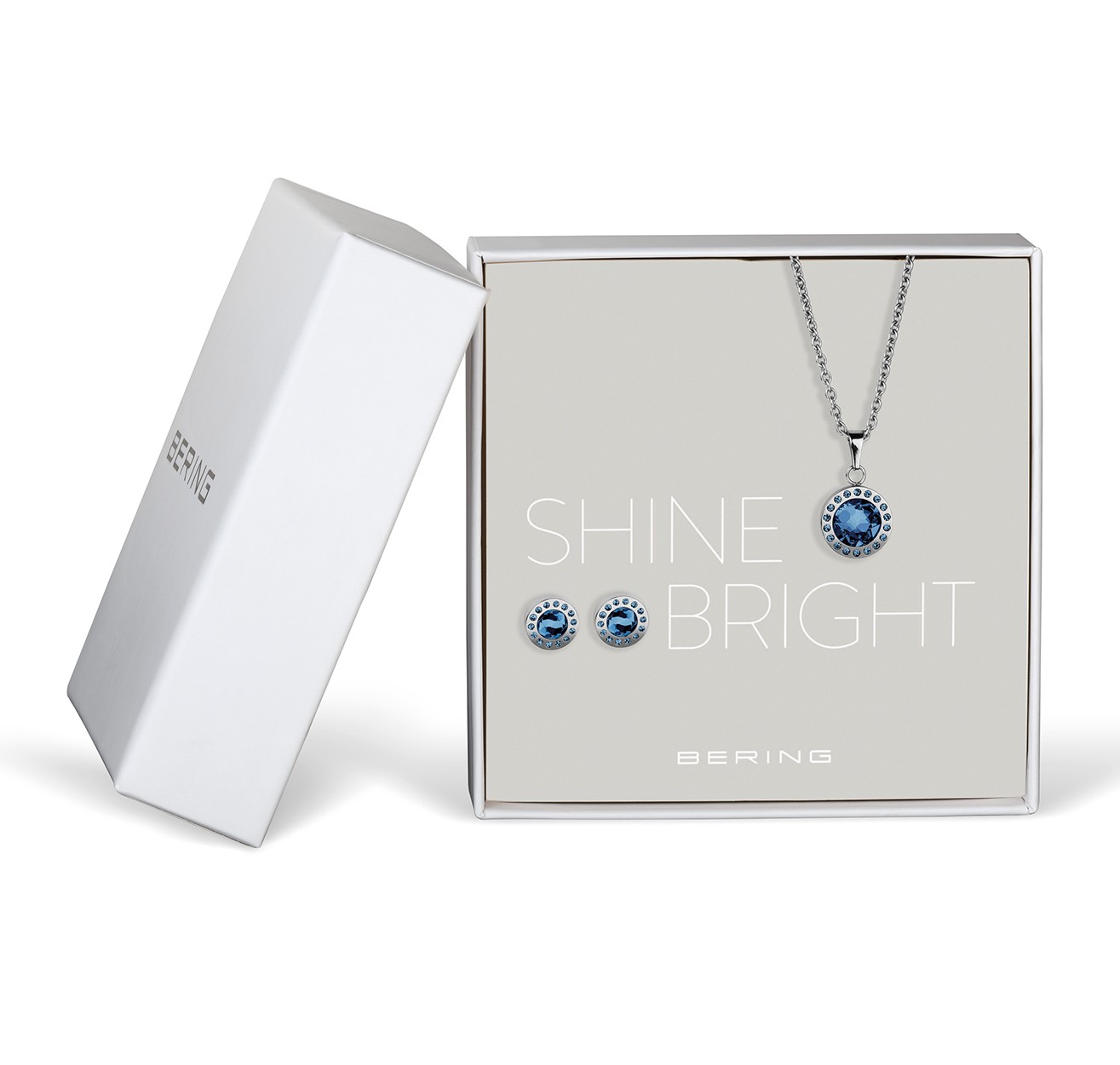 Bering Damen Schmuckset Shine bright 429-711-Blue Edelstahl Kristallglas blau