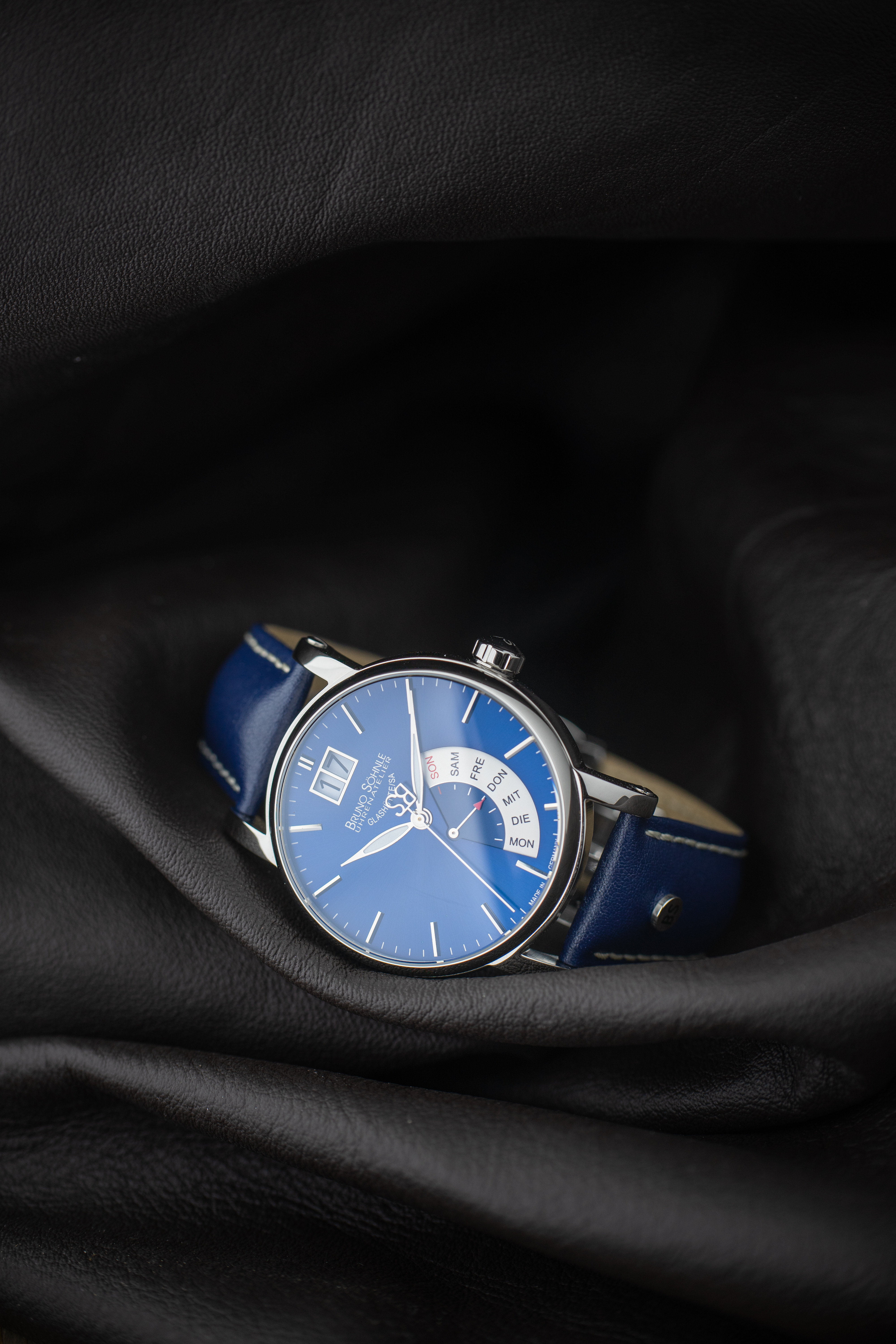 Bruno Söhnle Herren Armbanduhr 17-13073-341 Pesaro I Lederband blau