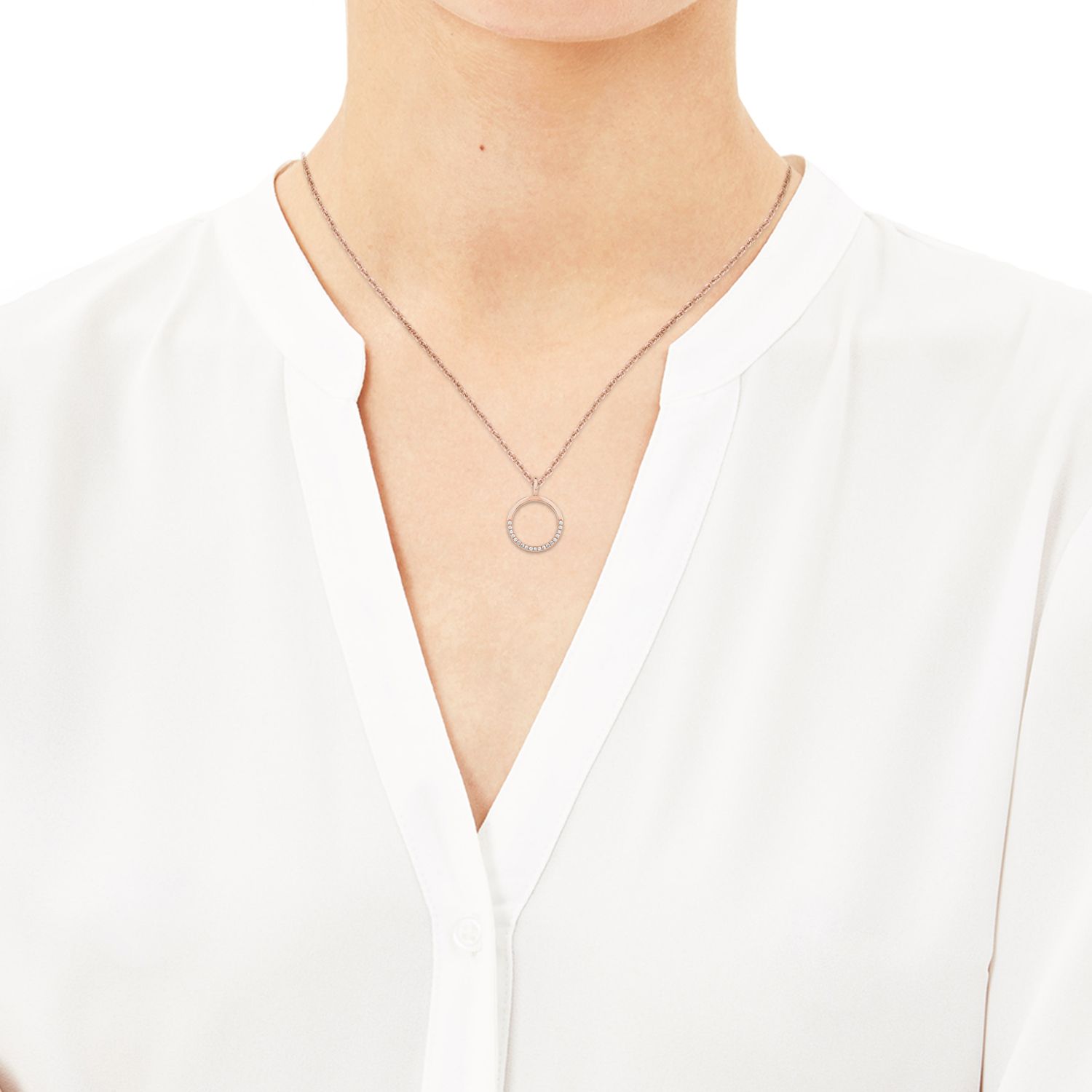 s.Oliver Damen Halskette 2026070 Kreisanhänger Silber Zirkonia Rosé