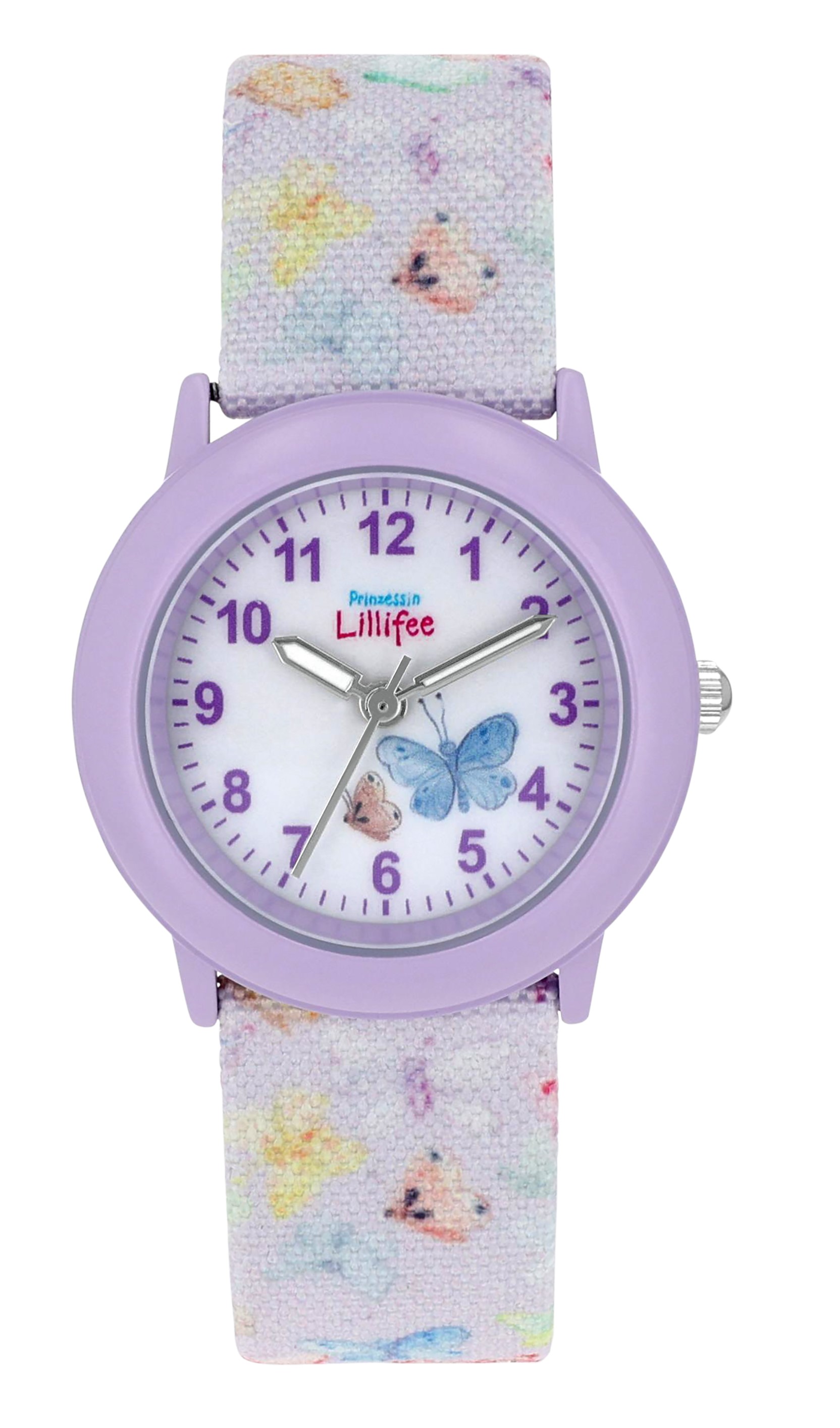 Prinzessin Lillifee Mädchen Armbanduhr 2037731 Textilband Schmetterlinge lila