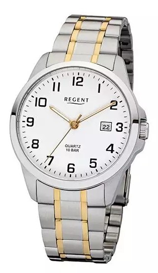 Regent Herren Armbanduhr F-1014 Edelstahl bicolor