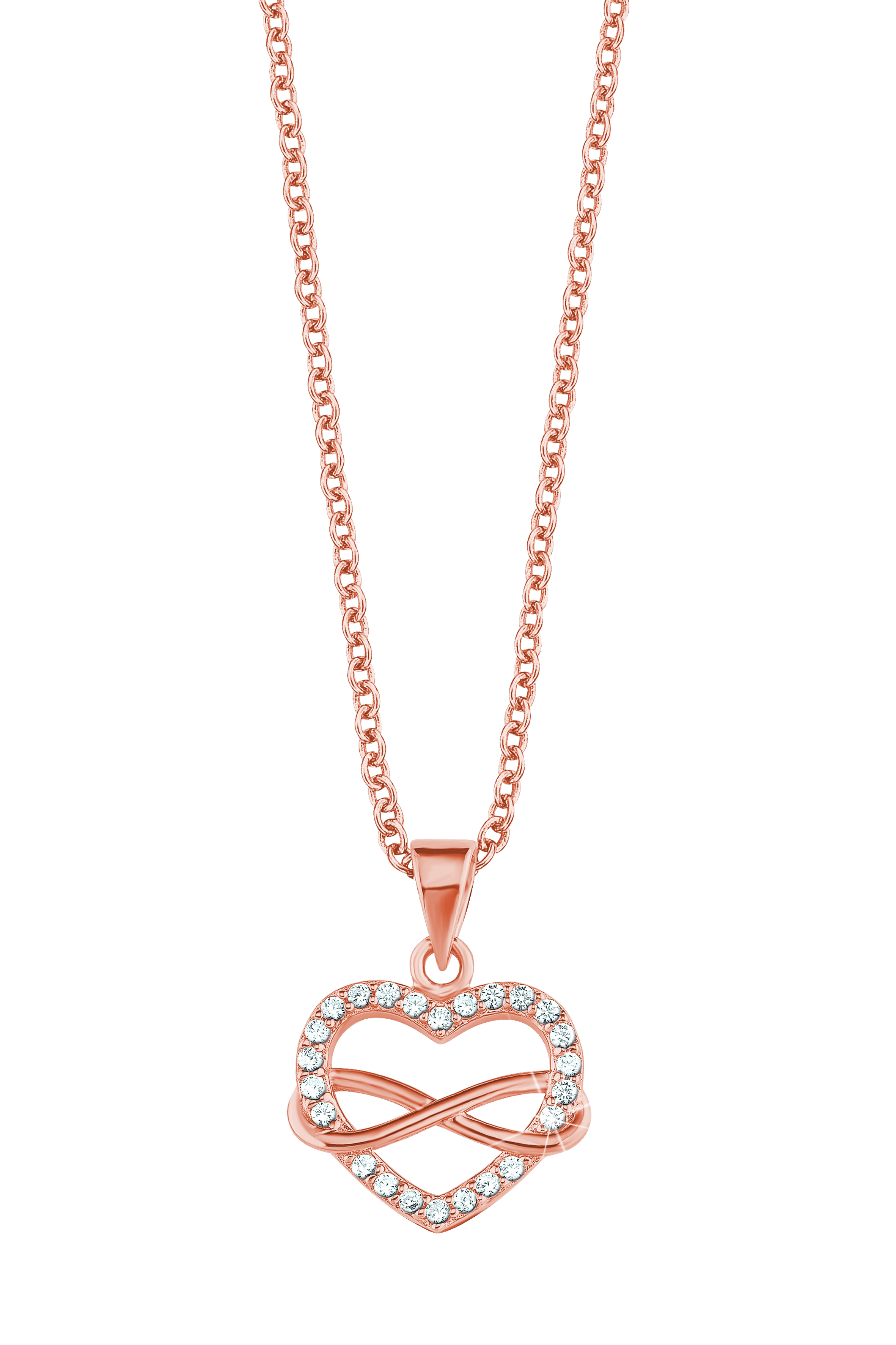 s.Oliver Damen Halskette 2020988 Herz-Infinity Silber rosevergoldet