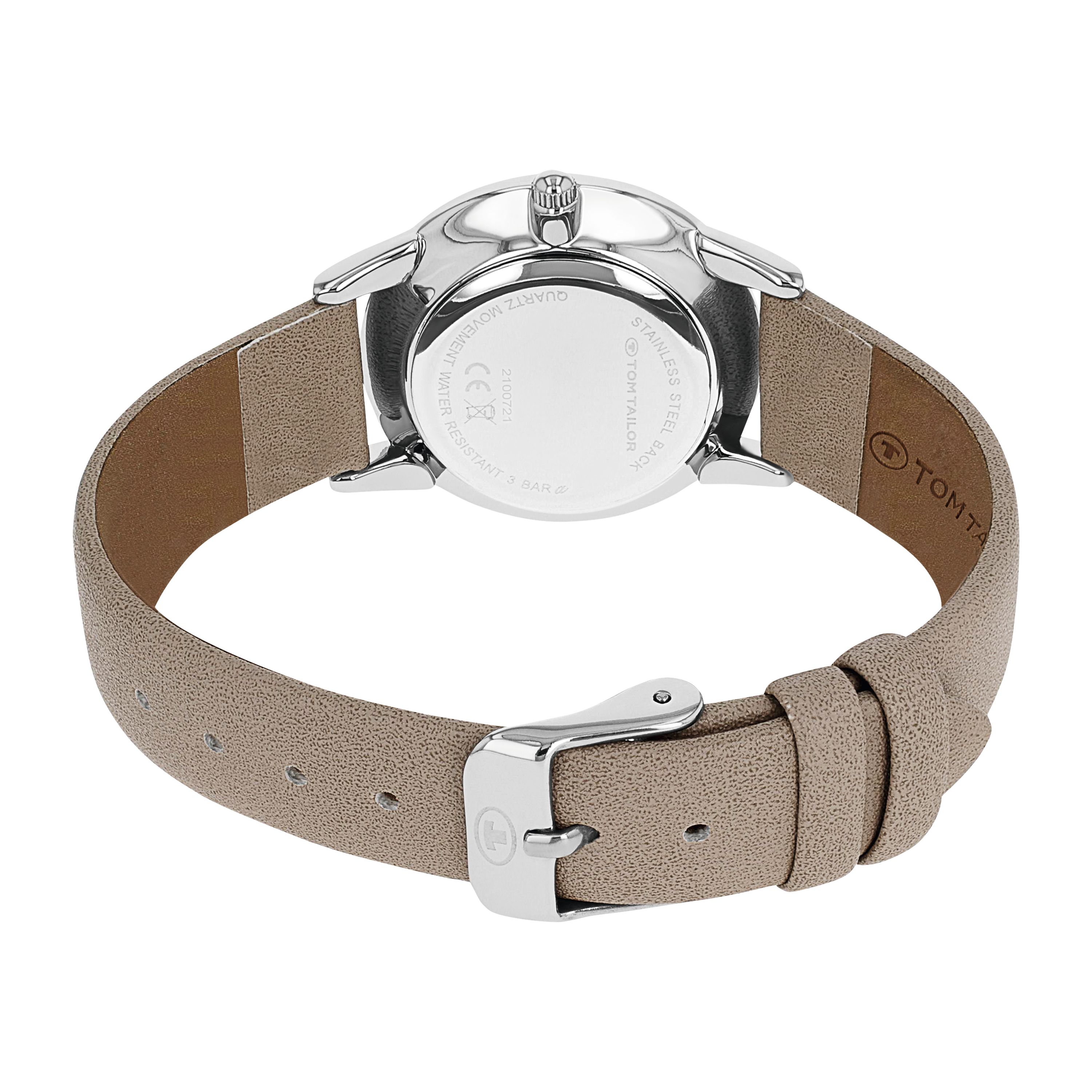 Tom Tailor Damen Armbanduhr 2100721 Schmetterlingmotiv Kunstlederband beige