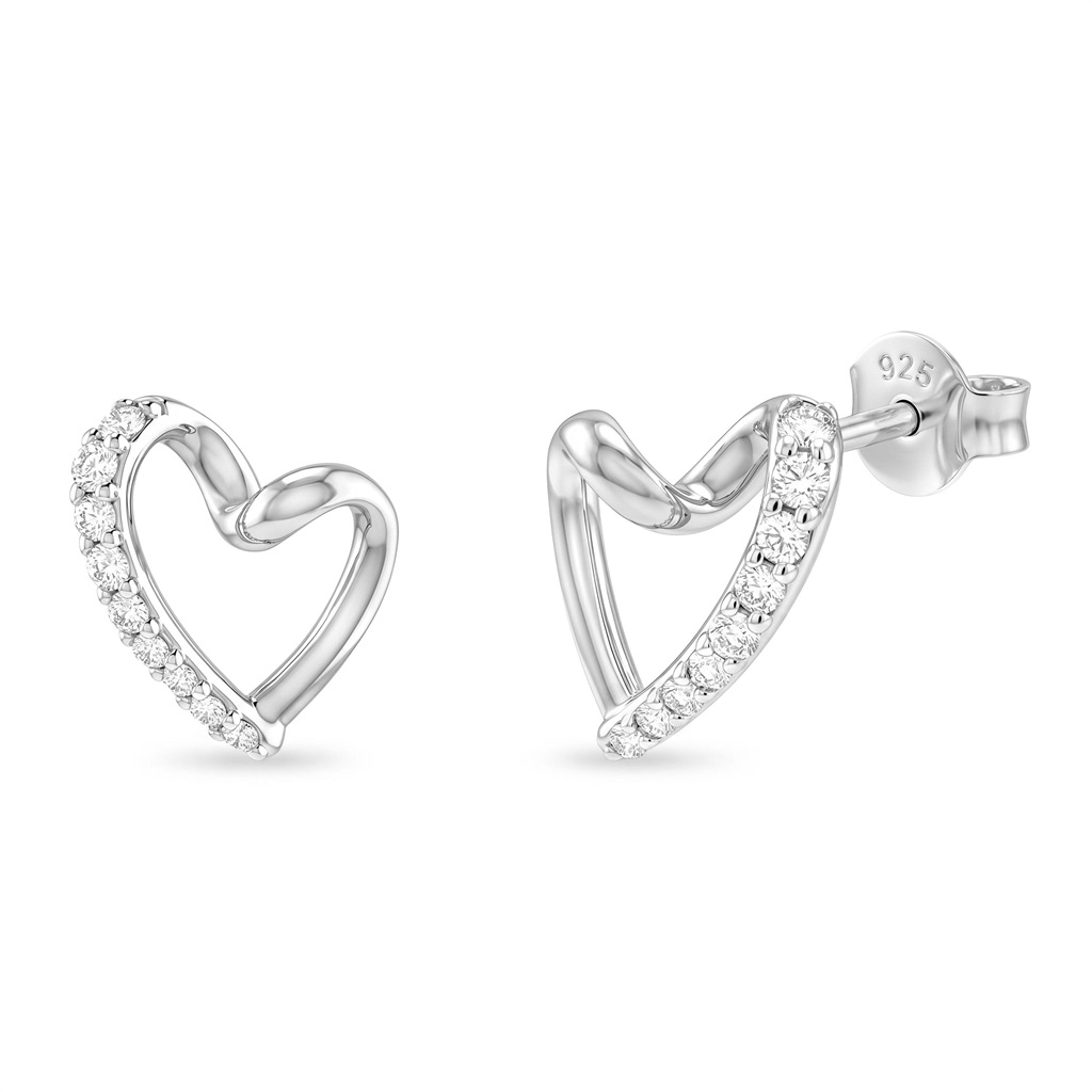 Tom Tailor Damen Ohrstecker 2101817 Silber 925 Herz-Motiv mit synth. Zirkonia