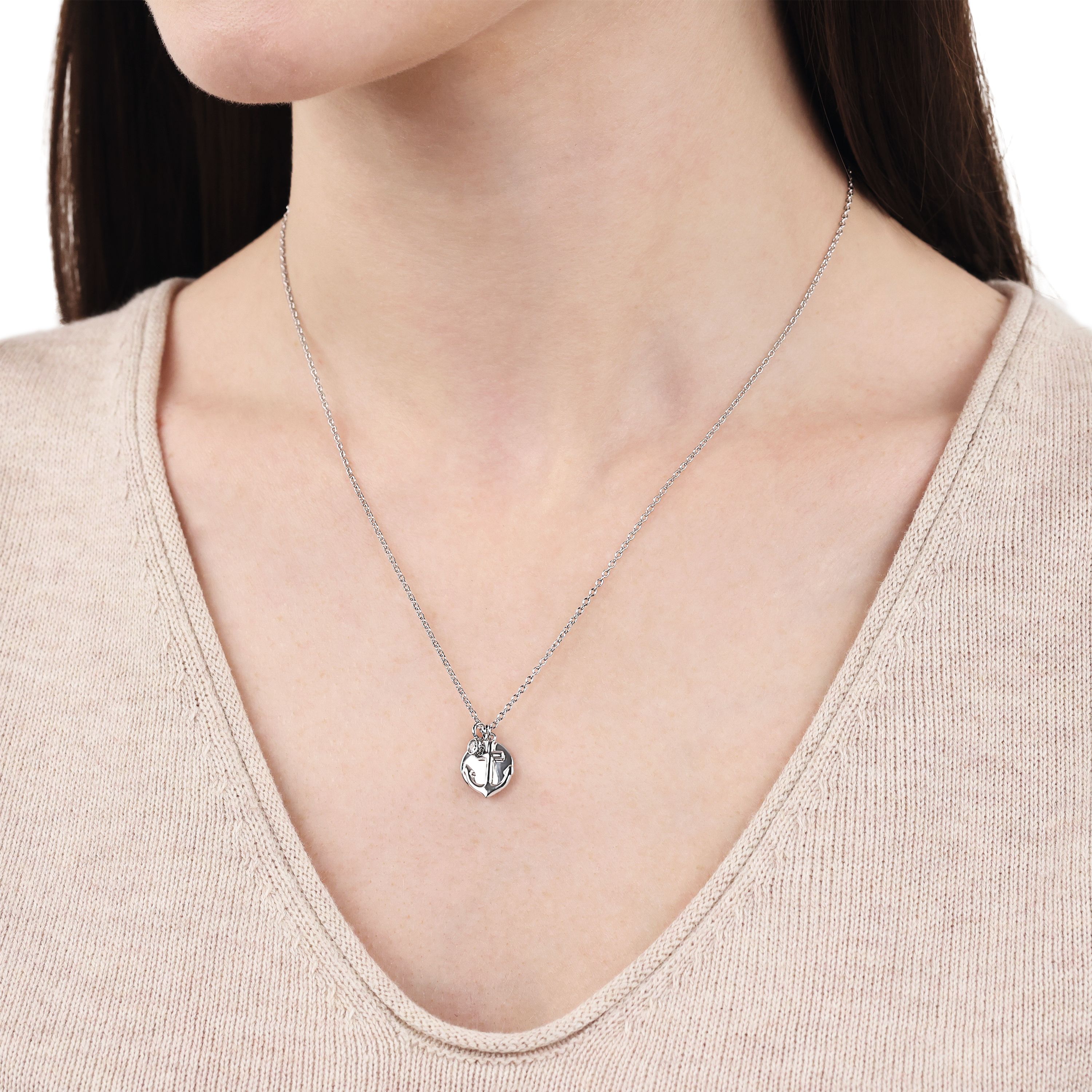 Tom Tailor Damen Halskette 2101249 mit Anhänger Anker und Plaette Silber 925