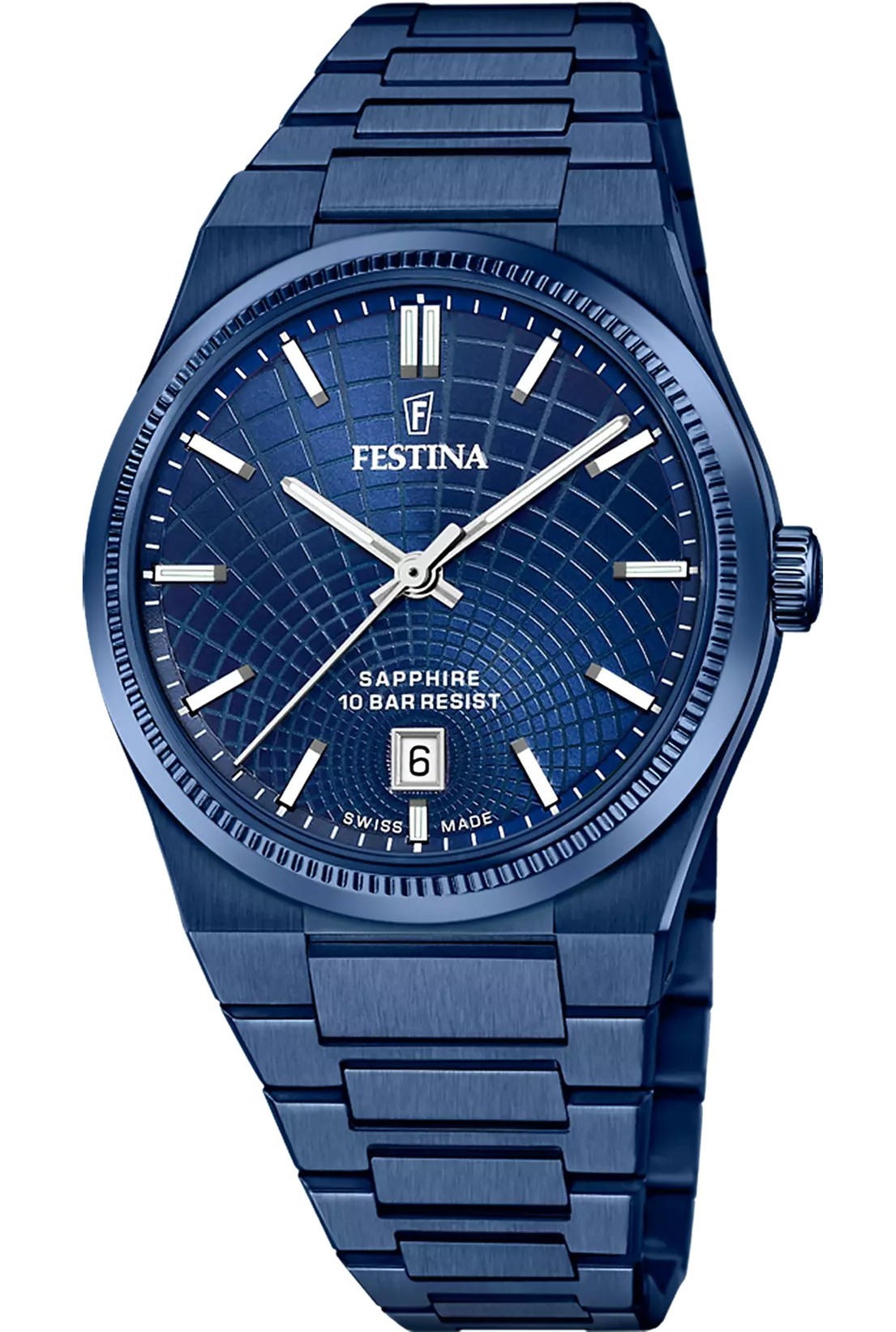 Festina Herren Armbanduhr "Swiss Made" Rivé F20078/1 Edelstahl dunkelblau IP