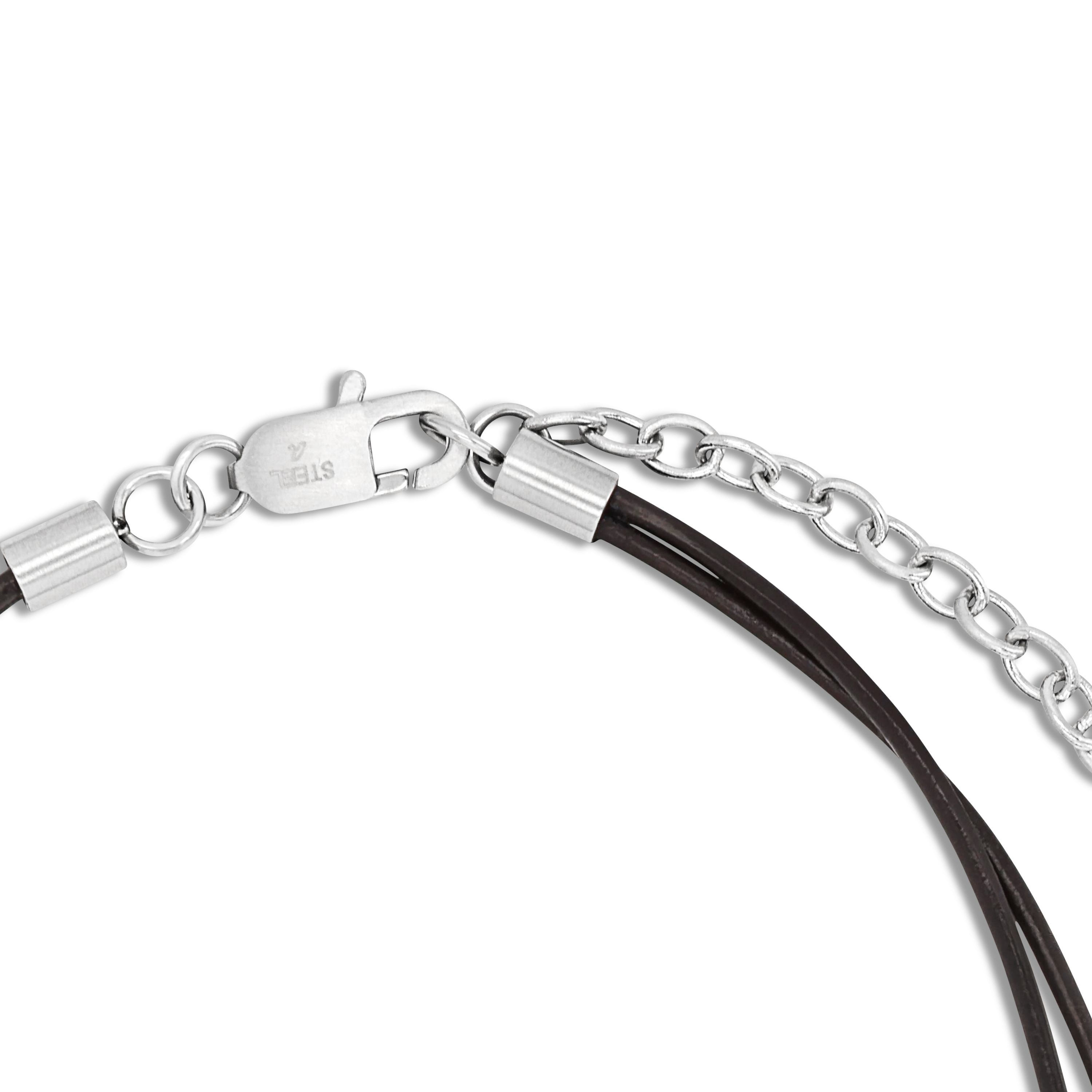 Tom Tailor Herren Halskette 2101413 Leder dunkelbraun mit Edelstahlbeads