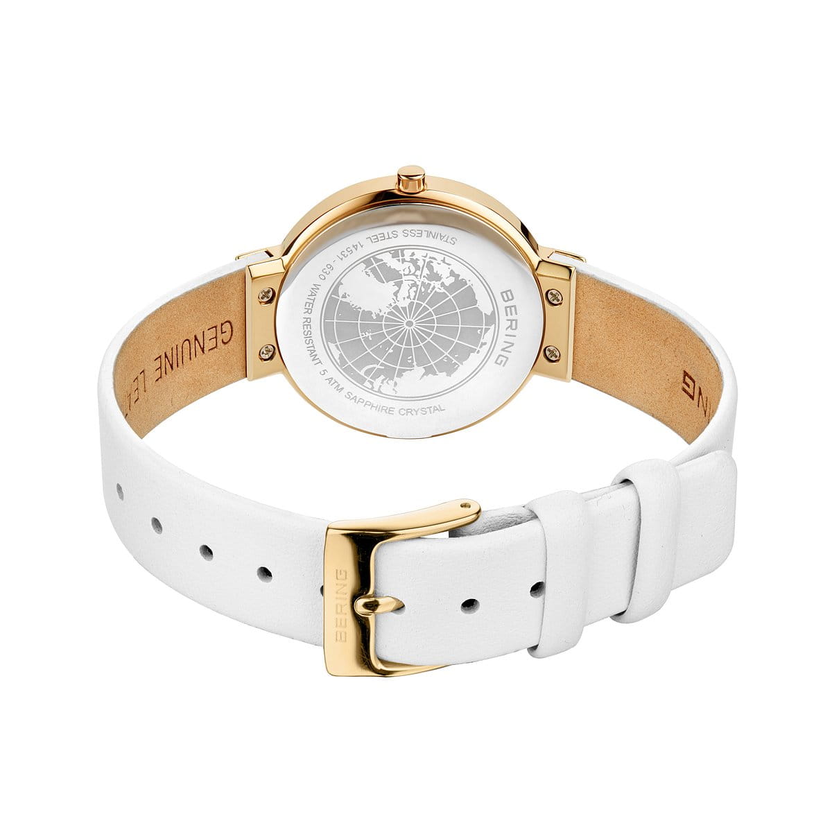 Bering Damen Armbanduhr 14531-630 Classic Lederband weiß