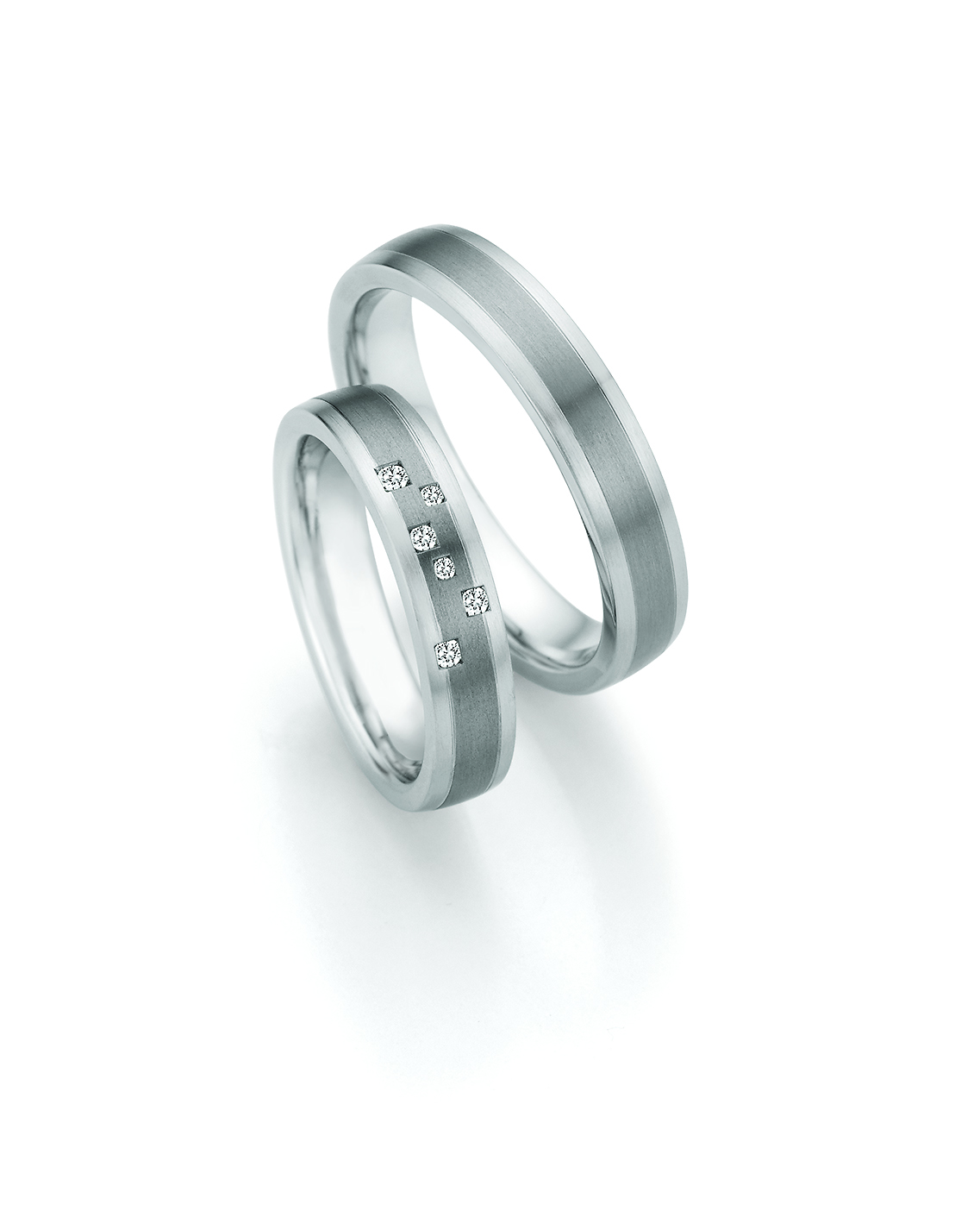 Eheringe Trauringe White Style Steel Titan Brillant II 68-20010 / 68-20020