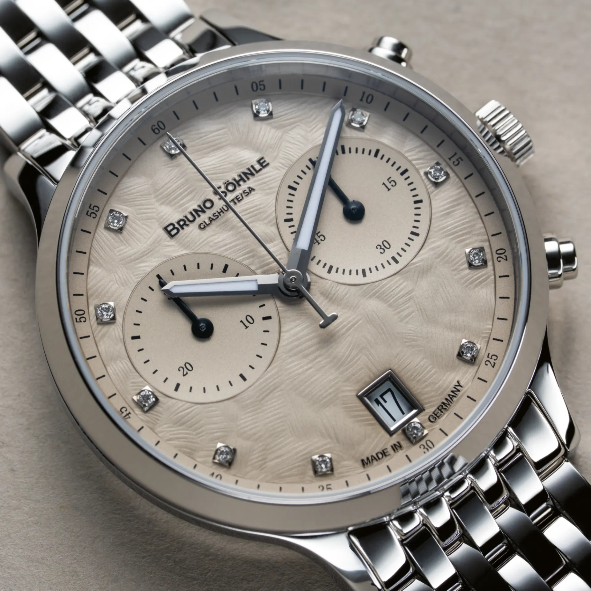 Bruno Söhnle Damen Armbanduhr 17-13238-850 Bologna Chronograph Edelstahl