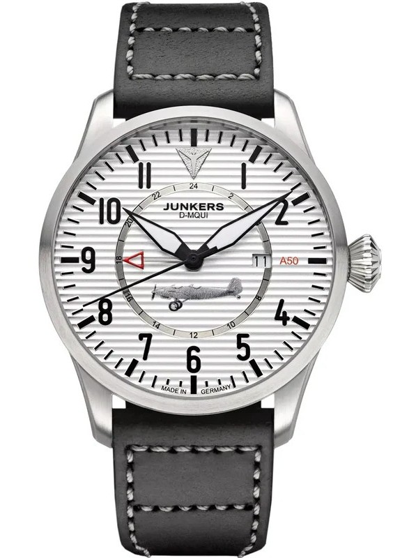 Junkers Herren Armbanduhr 9.53.04.03 Flieger GMT A50 D-MQUI Lederband schwarz