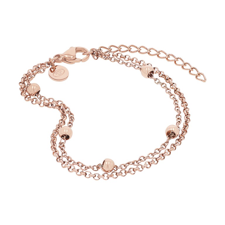 Tom Tailor Damen Armband 2100671 roségoldplattierter Edelstahl doppelreihig mit Kugeldetails