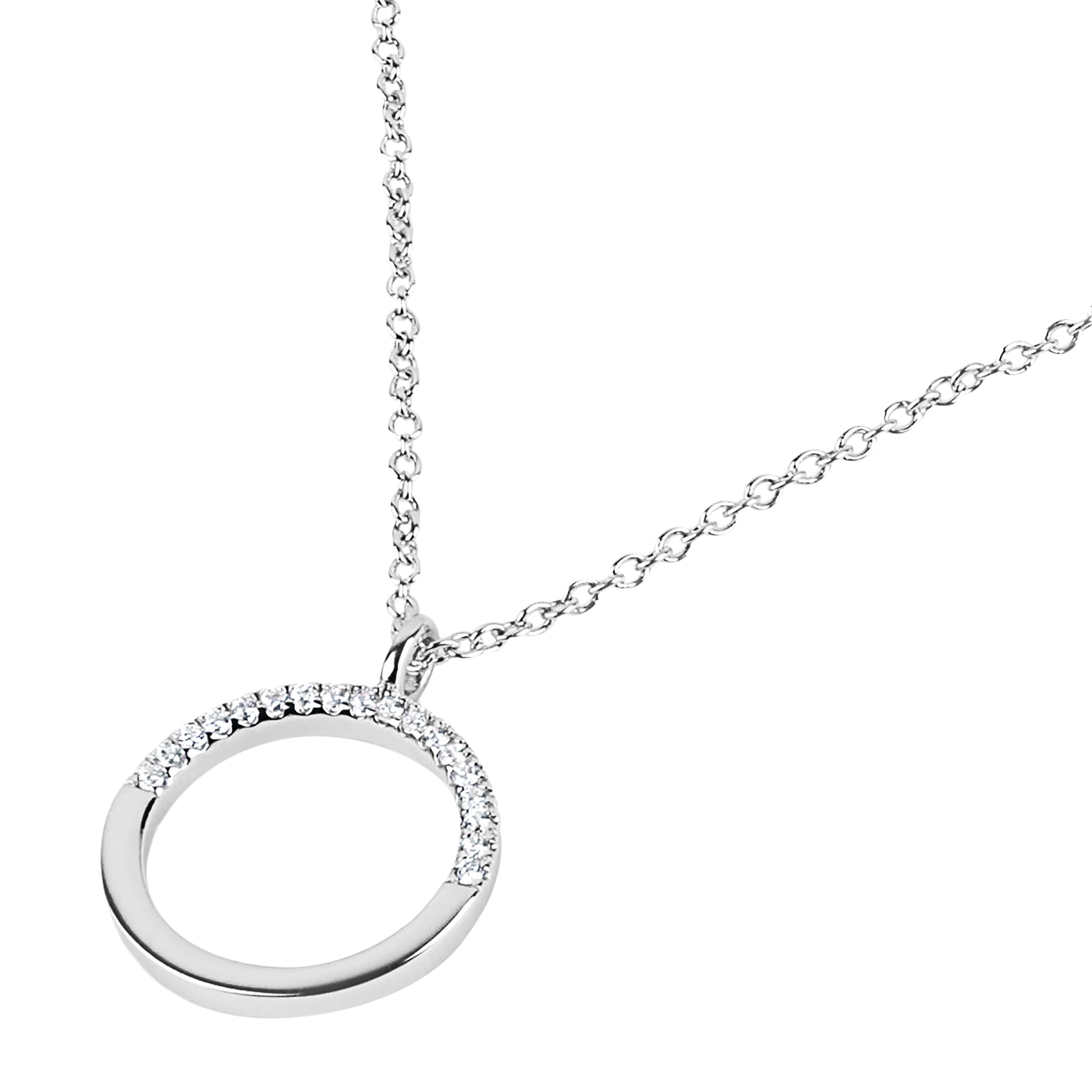 Tom Tailor Damen Halskette 2101279 mit Anhänger Kreis Silber 925 synth. Zirkonia