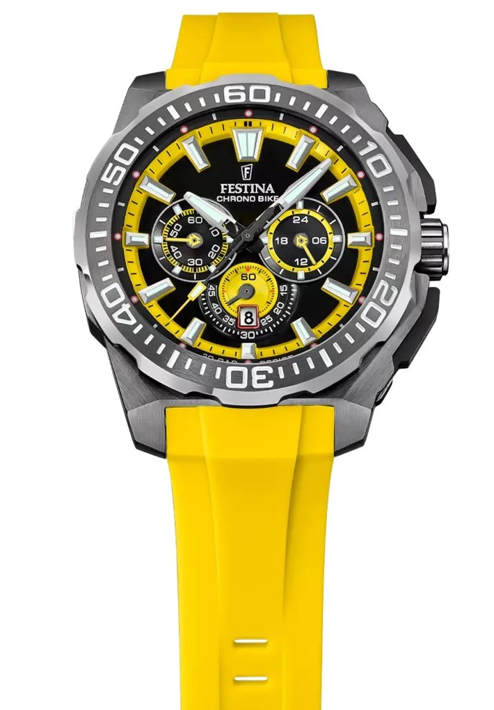 Festina Herren Armbanduhr Chrono Bike F20725/1 Edelstahl Silikonarmband gelb