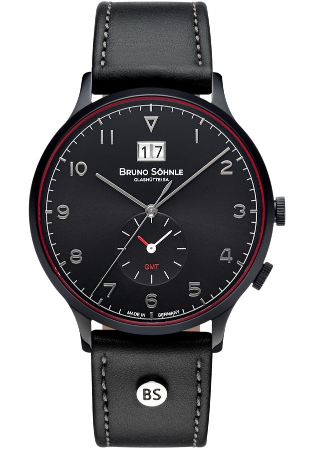 Bruno Söhnle Herren Armbanduhr Brunello GMT 17-73239-721 Edelstahl Lederband schwarz