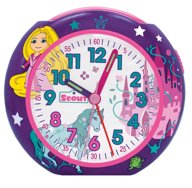 Scout Kinder Wecker 280001048 Pics Prinzessin, Schloss, Pferd, Frosch