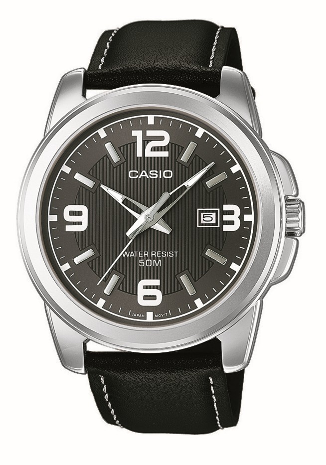 Casio Herren Armbanduhr MTP-1314PL-8AVEF analog mit Lederband schwarz