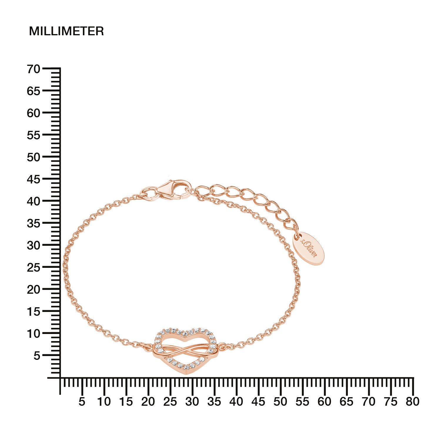 s.Oliver Damen Armband 2020990 Herz Infinity Silber rosevergoldet