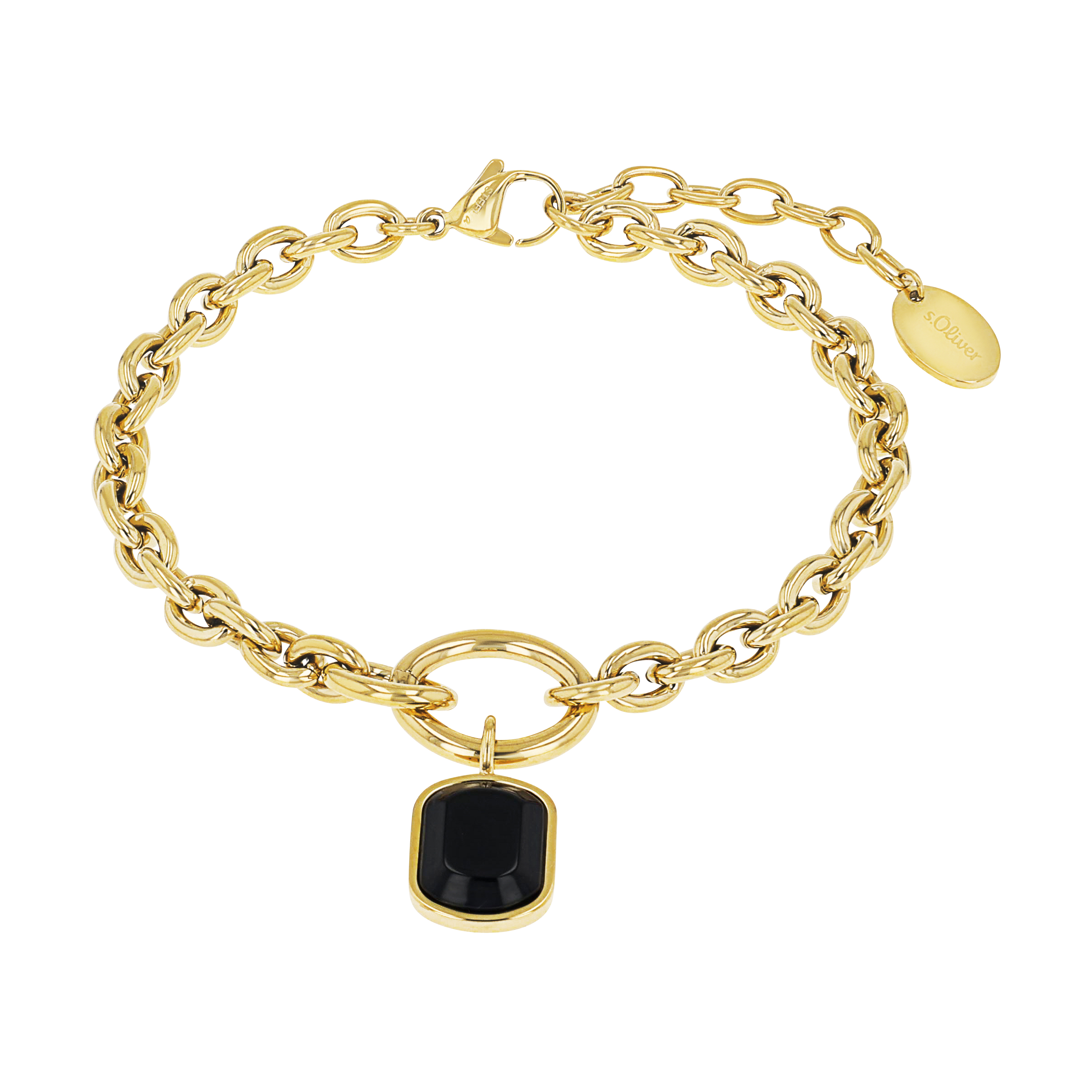 s.Oliver Damen Armband 2038859 Edelstahl Gelbgold IP Anhänger Achat