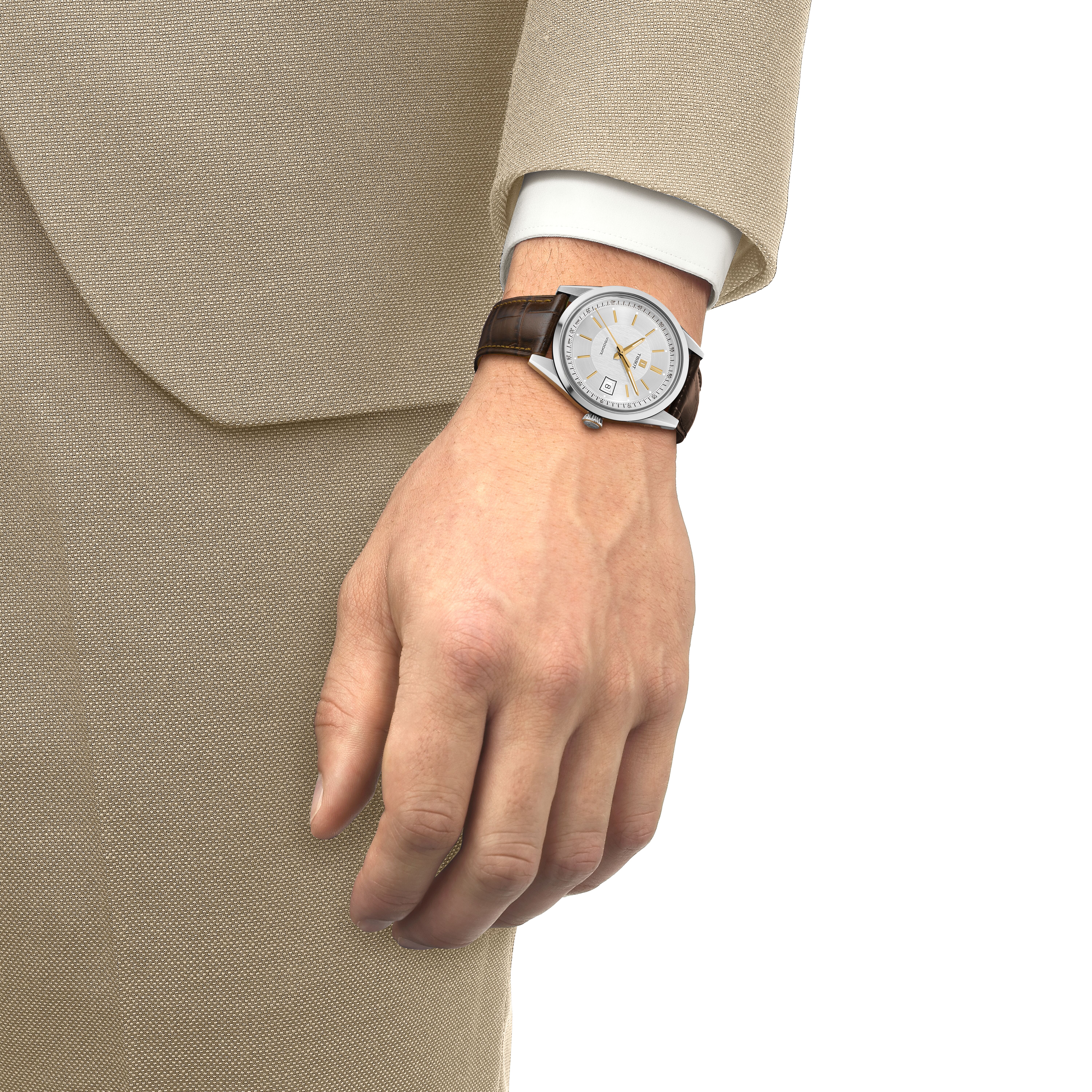 Tissot Armbanduhr T157.407.16.031.00 Visodate 39 mm Automatik mit dunkelbraunem Lederband