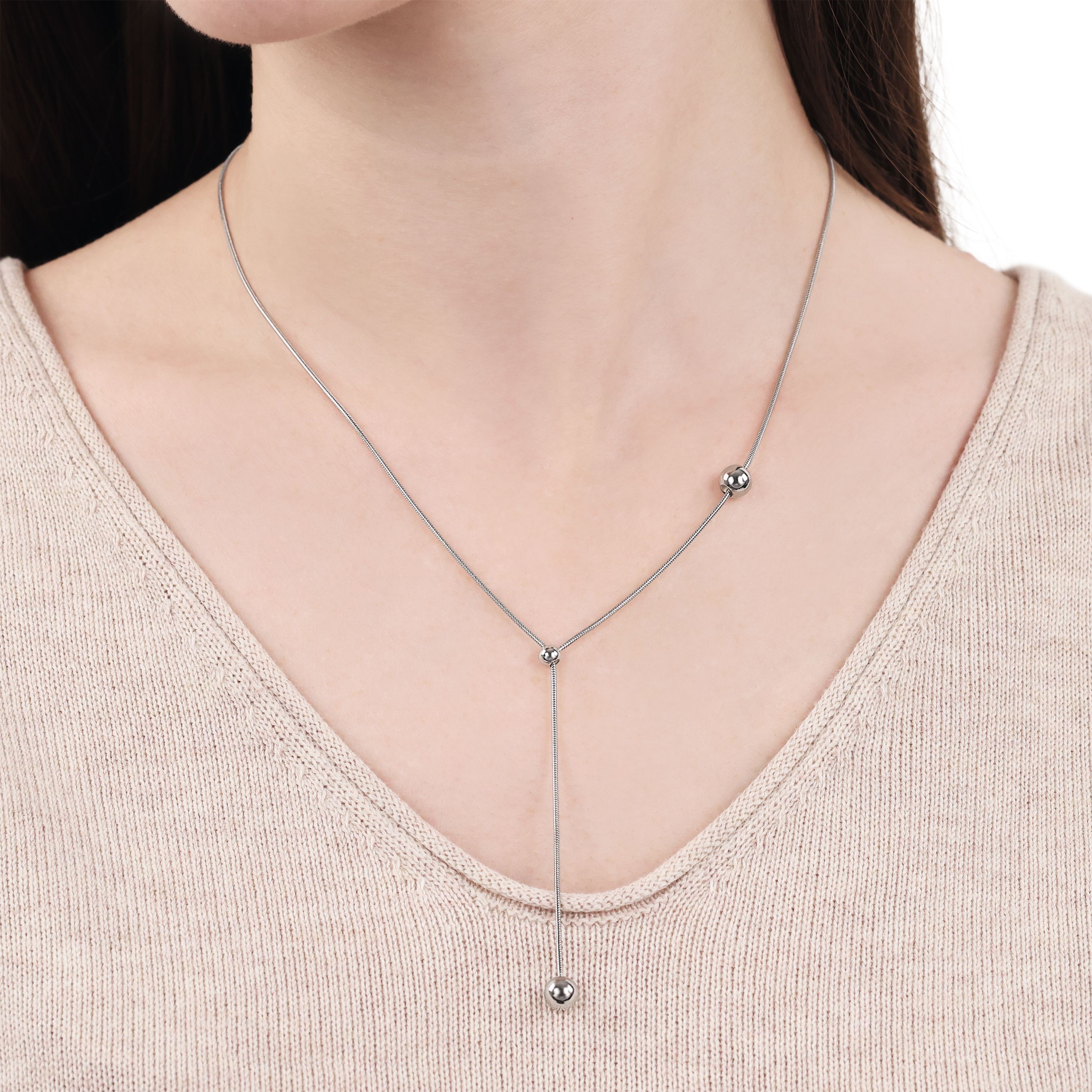 Tom Tailor Damen Y-Collier 2101239 Silber 925 mit drei polierten Kugeln