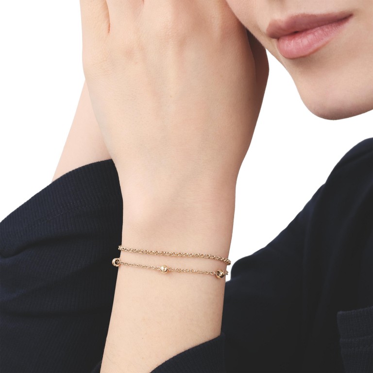Tom Tailor Damen Armband 2100671 roségoldplattierter Edelstahl doppelreihig mit Kugeldetails