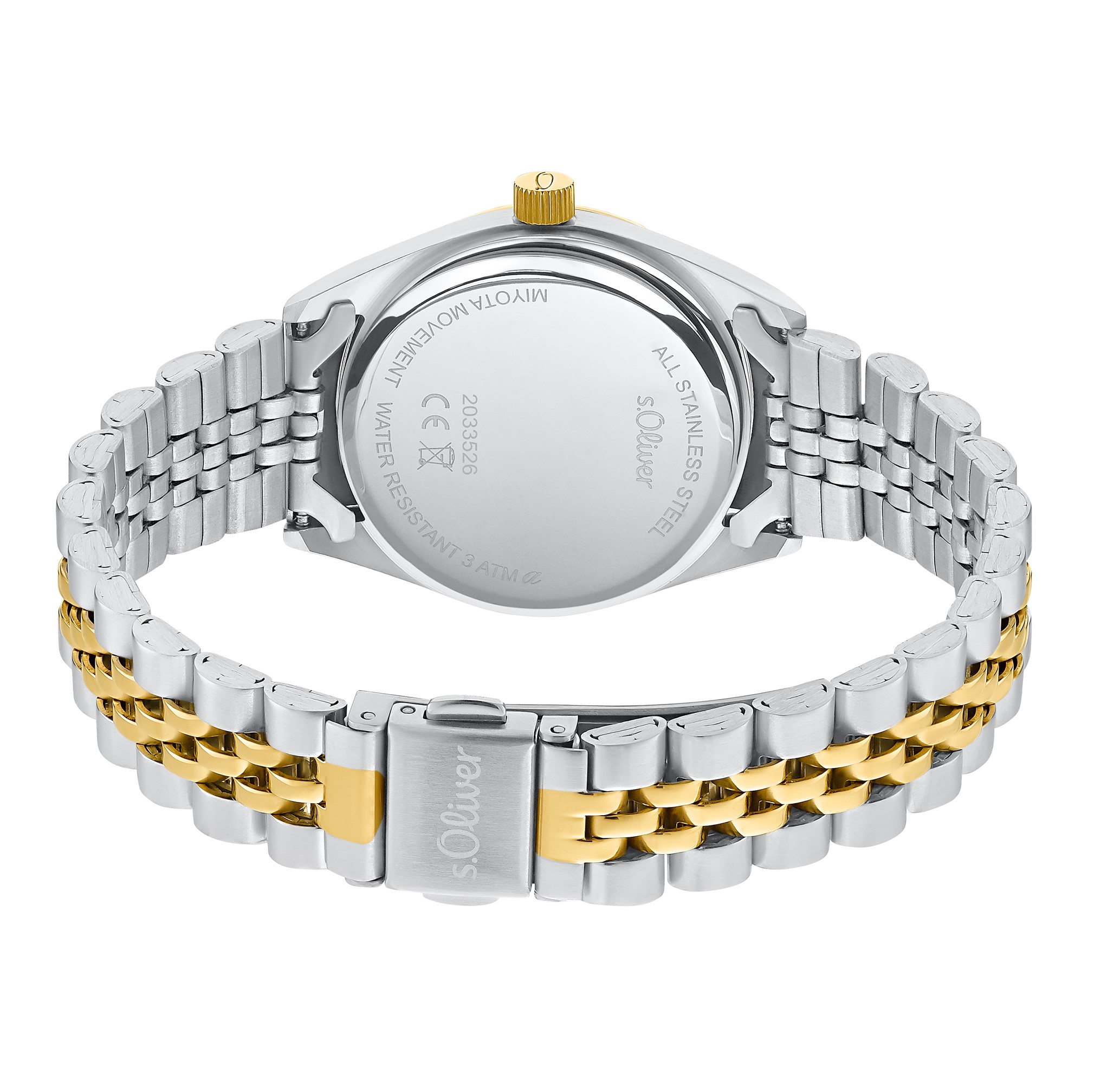 s.Oliver Damen Armbanduhr 2033526 Edelstahl teil-gelbgold IP