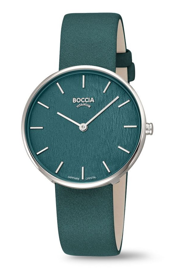 Boccia Damen Armbanduhr Style 3387-02 Titan Lederband petrol