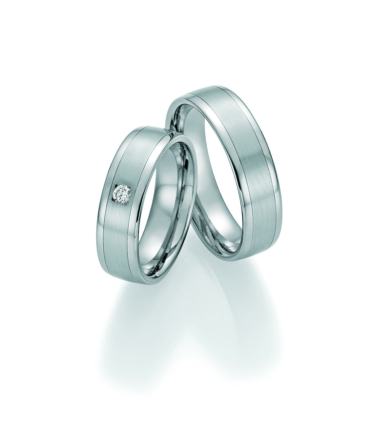Eheringe Trauringe White Style Platin Plus Titan Brilliant 86-10170 / 86-10180